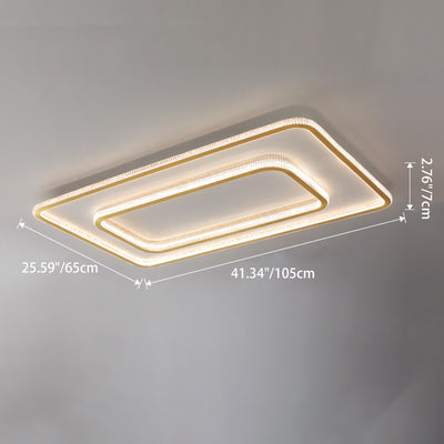 Modern Luxury Round Square Rectangle Copper Acrylic LED Flush Mount Ceiling Light For Bedroom