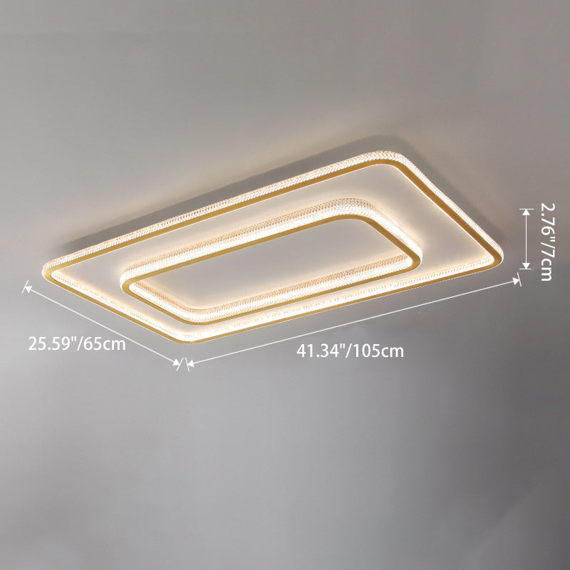 Modern Luxury Round Square Rectangle Copper Acrylic LED Flush Mount Ceiling Light For Bedroom