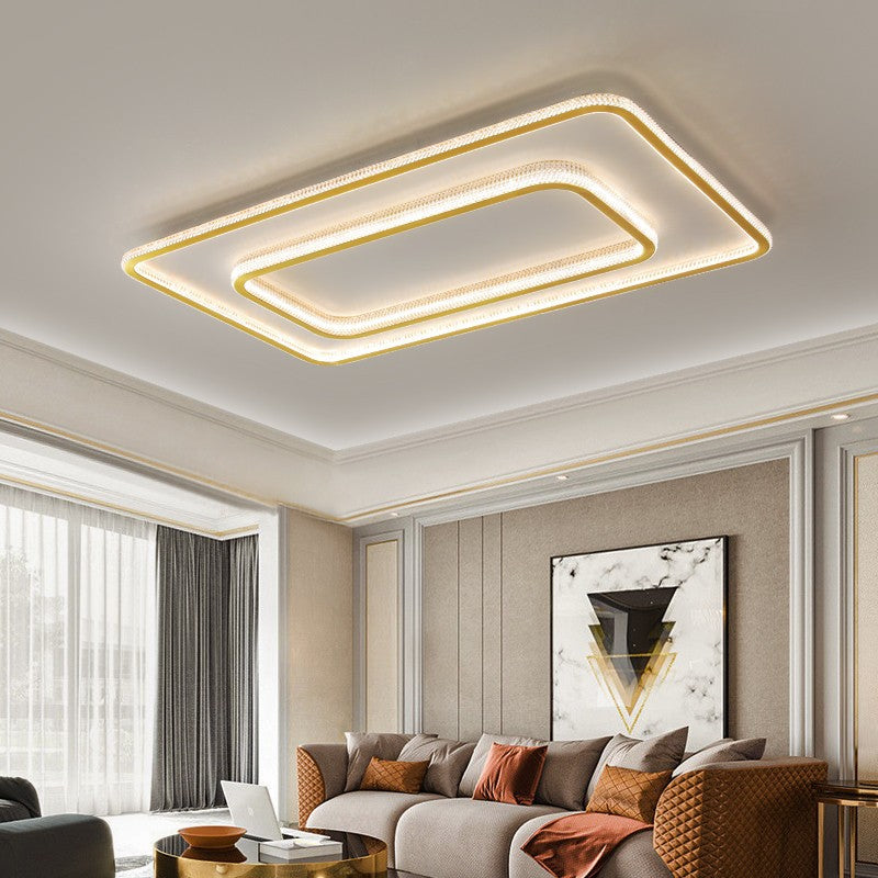 Modern Luxury Round Square Rectangle Copper Acrylic LED Flush Mount Ceiling Light For Bedroom