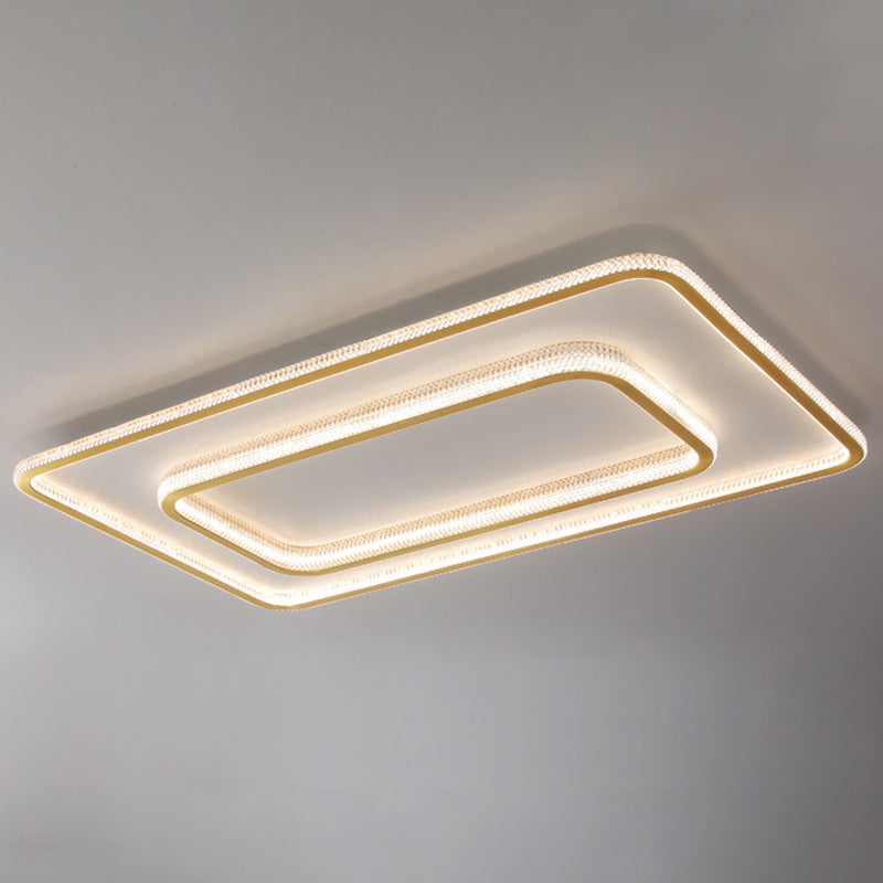 Modern Luxury Round Square Rectangle Copper Acrylic LED Flush Mount Ceiling Light For Bedroom