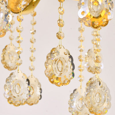 Modern Luxury Tassel Candle Round Gold Jade Crystal 6/8/10 Light Chandelier For Living Room