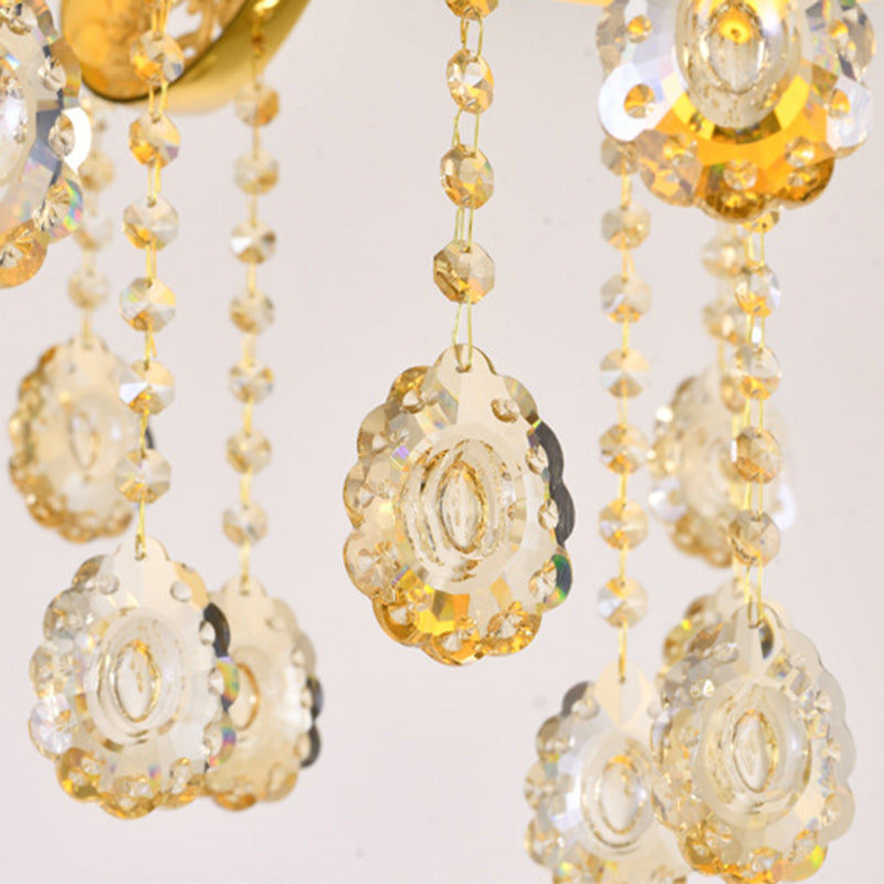 Modern Luxury Tassel Candle Round Gold Jade Crystal 6/8/10 Light Chandelier For Living Room
