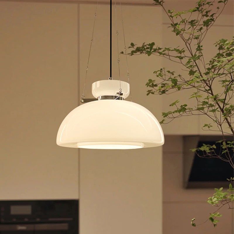 Lustre à suspension moderne minimaliste en verre et fer conique rond à 1 lumière pour salle à manger 