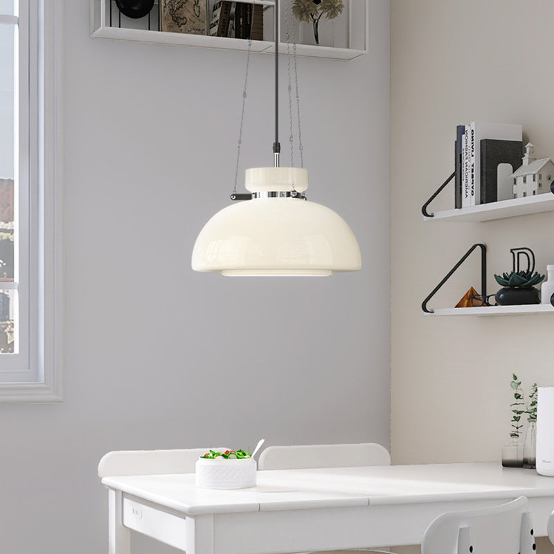 Lustre à suspension moderne minimaliste en verre et fer conique rond à 1 lumière pour salle à manger 
