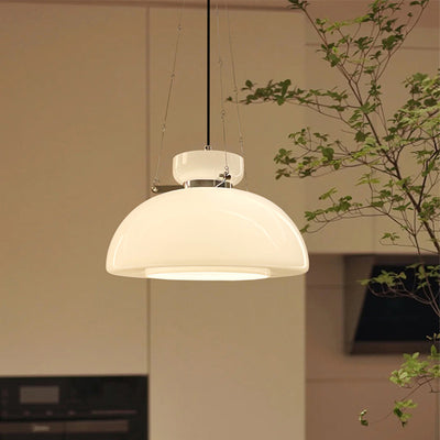 Modern Minimalist Round Cone Iron Glass 1-Light Pendant Light For Dining Room