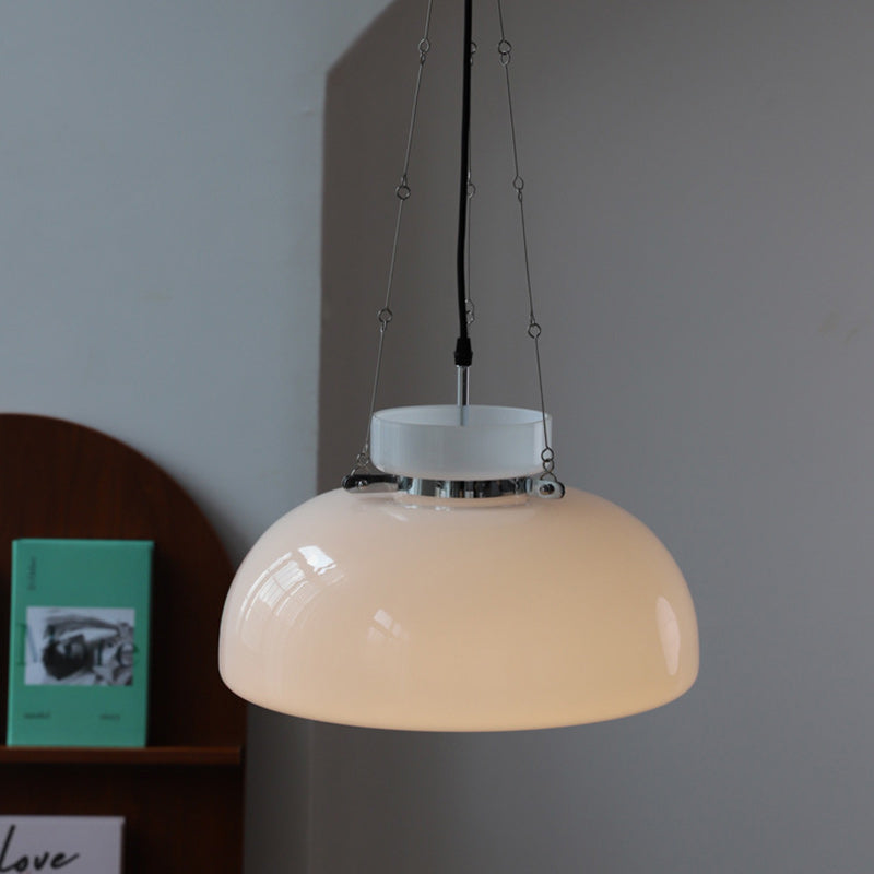 Lustre à suspension moderne minimaliste en verre et fer conique rond à 1 lumière pour salle à manger 