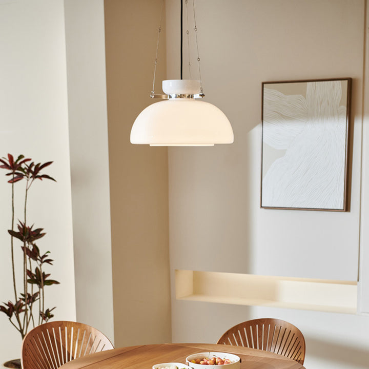 Lustre à suspension moderne minimaliste en verre et fer conique rond à 1 lumière pour salle à manger 