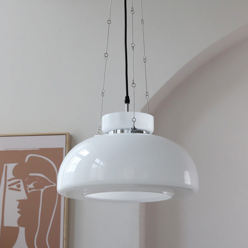 Modern Minimalist Round Cone Iron Glass 1-Light Pendant Light For Dining Room