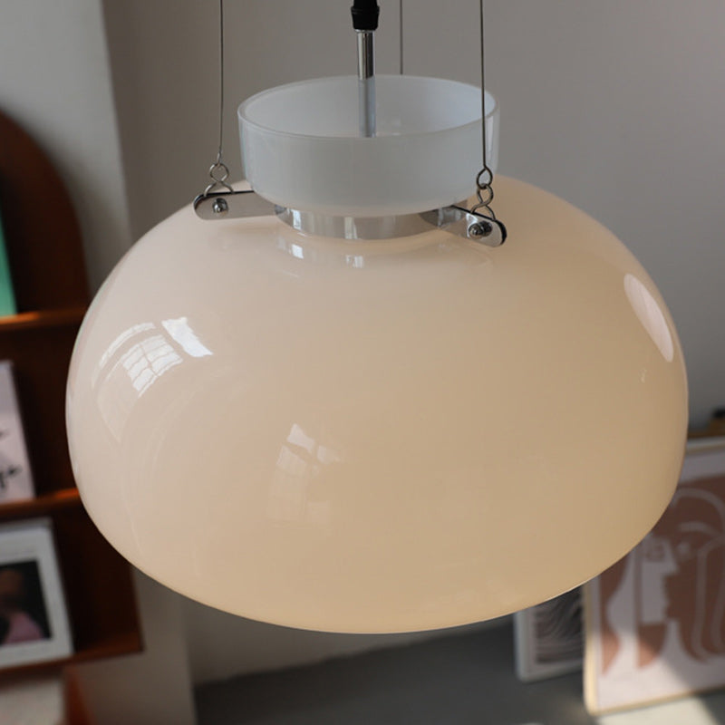 Lustre à suspension moderne minimaliste en verre et fer conique rond à 1 lumière pour salle à manger 