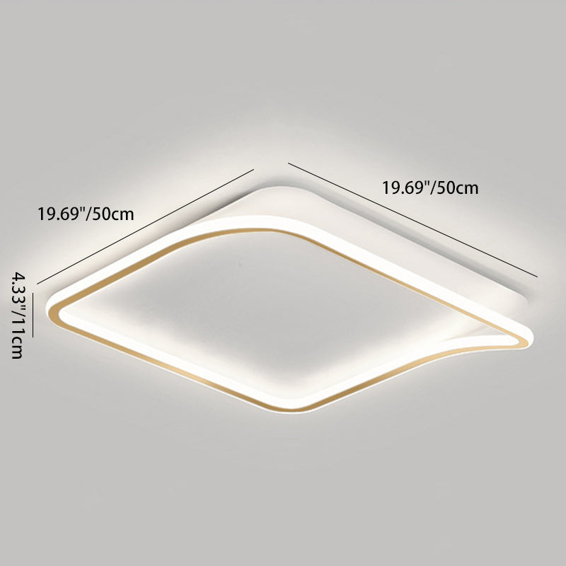 Modern Minimalist Square PVC Aluminum Iron LED Flush Mount Ceiling Light For Bedroom