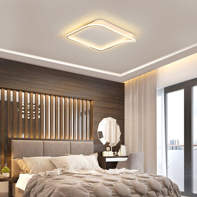 Modern Minimalist Square PVC Aluminum Iron LED Flush Mount Ceiling Light For Bedroom