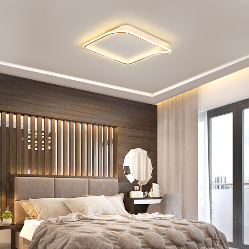 Modern Minimalist Square PVC Aluminum Iron LED Flush Mount Ceiling Light For Bedroom
