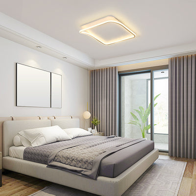 Modern Minimalist Square PVC Aluminum Iron LED Flush Mount Ceiling Light For Bedroom