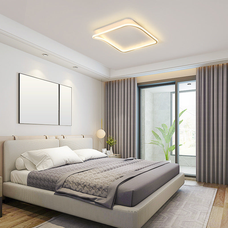 Modern Minimalist Square PVC Aluminum Iron LED Flush Mount Ceiling Light For Bedroom