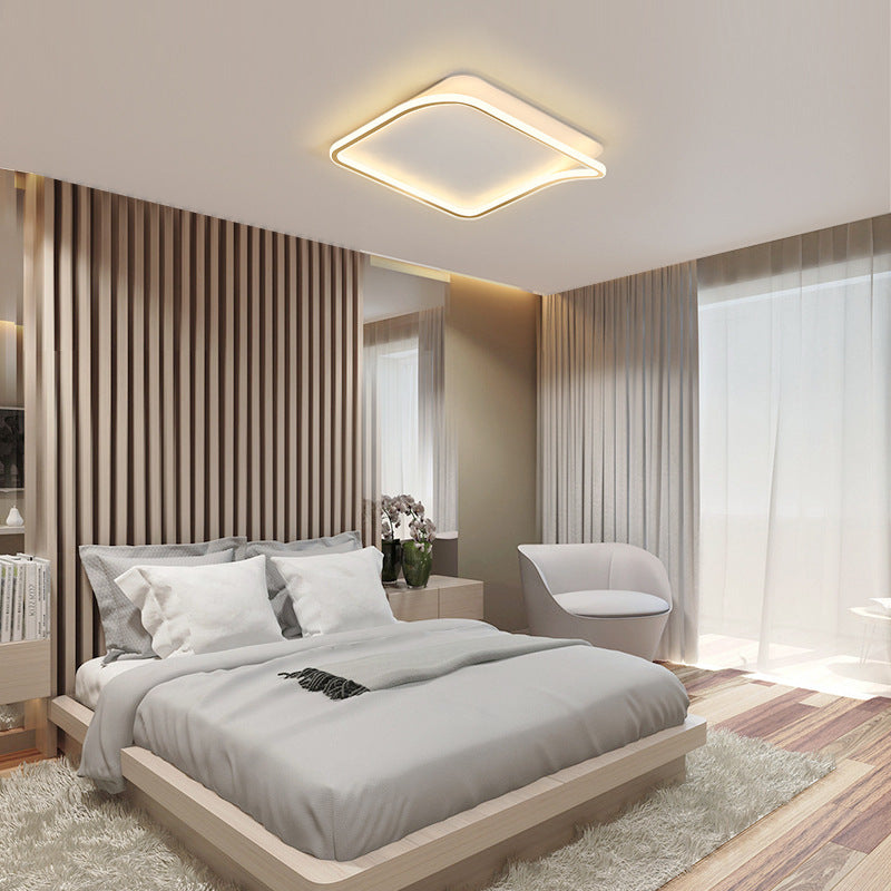 Modern Minimalist Square PVC Aluminum Iron LED Flush Mount Ceiling Light For Bedroom