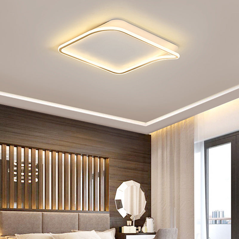 Modern Minimalist Square PVC Aluminum Iron LED Flush Mount Ceiling Light For Bedroom