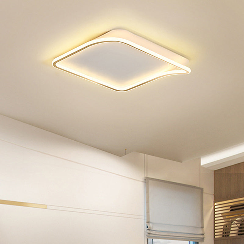 Modern Minimalist Square PVC Aluminum Iron LED Flush Mount Ceiling Light For Bedroom