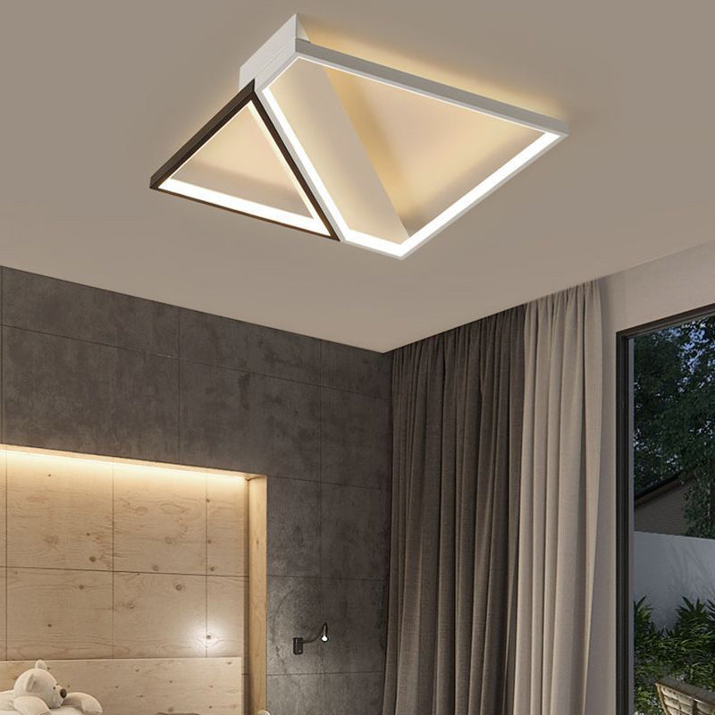 Modern Minimalist Square Rectangle Iron Acrylic LED Flush Mount Ceiling Light For Bedroom