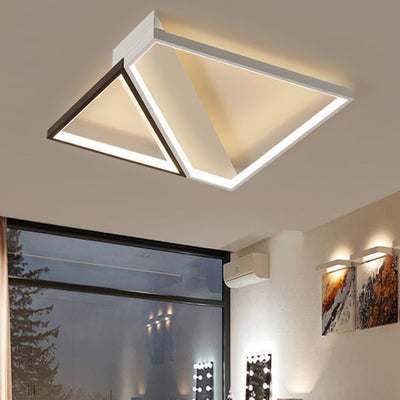Modern Minimalist Square Rectangle Iron Acrylic LED Flush Mount Ceiling Light For Bedroom