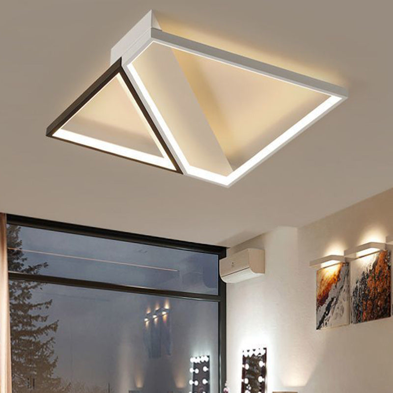 Modern Minimalist Square Rectangle Iron Acrylic LED Flush Mount Ceiling Light For Bedroom