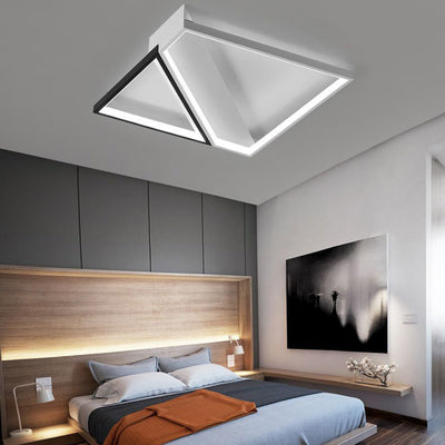 Modern Minimalist Square Rectangle Iron Acrylic LED Flush Mount Ceiling Light For Bedroom