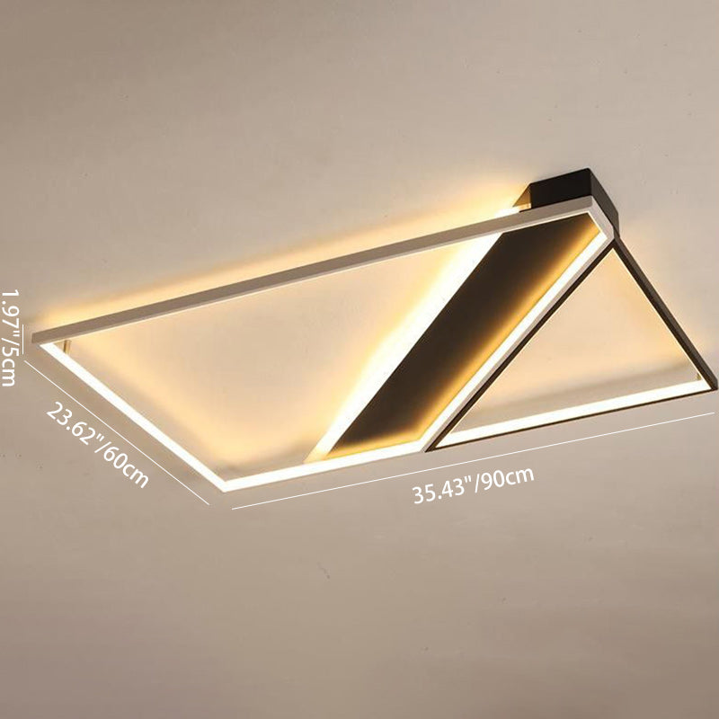 Modern Minimalist Square Rectangle Iron Acrylic LED Flush Mount Ceiling Light For Bedroom