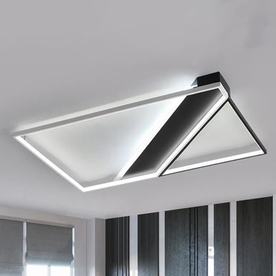 Modern Minimalist Square Rectangle Iron Acrylic LED Flush Mount Ceiling Light For Bedroom