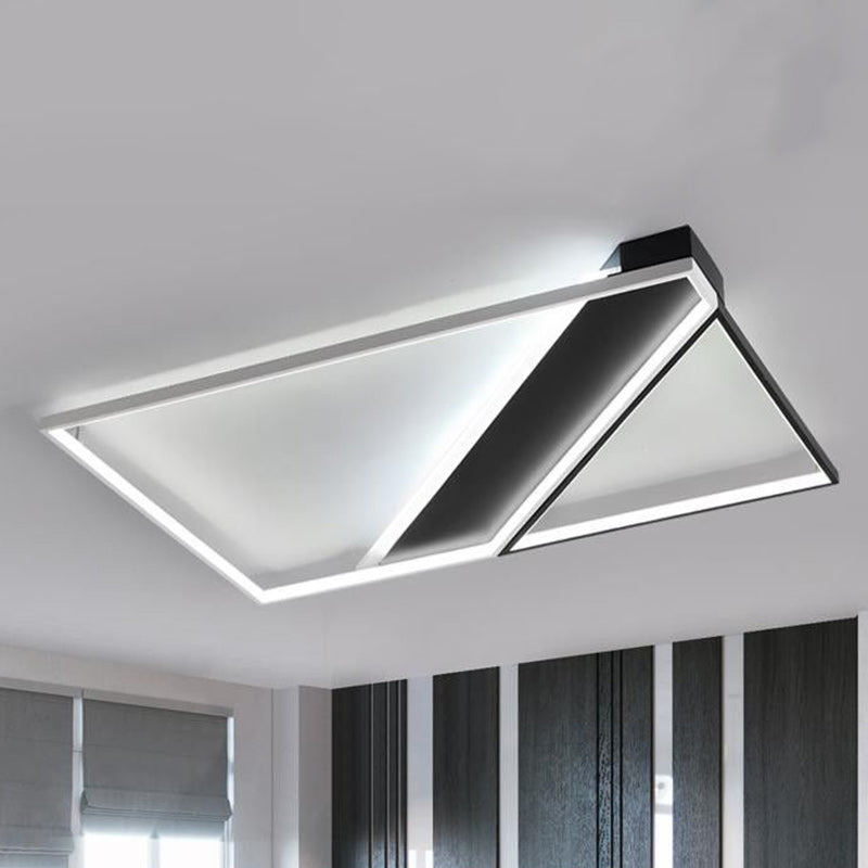 Modern Minimalist Square Rectangle Iron Acrylic LED Flush Mount Ceiling Light For Bedroom
