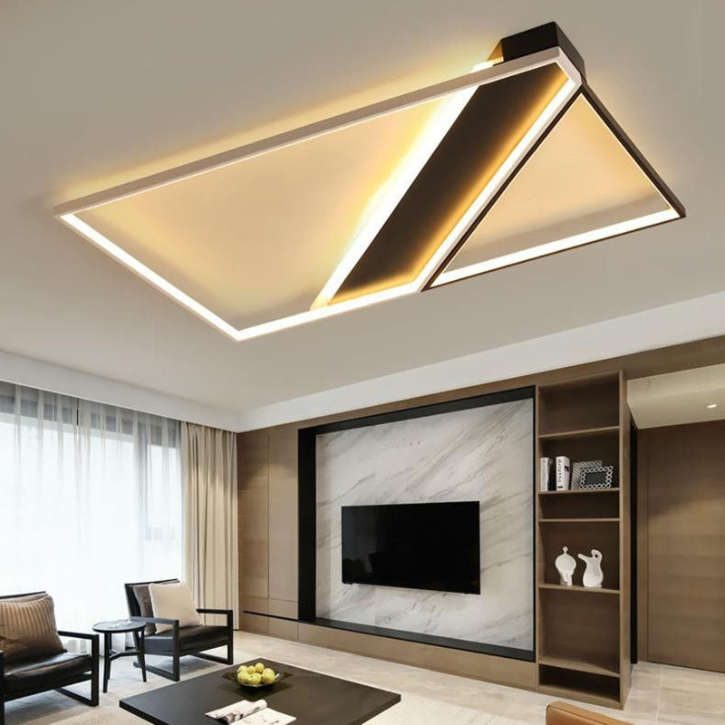Modern Minimalist Square Rectangle Iron Acrylic LED Flush Mount Ceiling Light For Bedroom