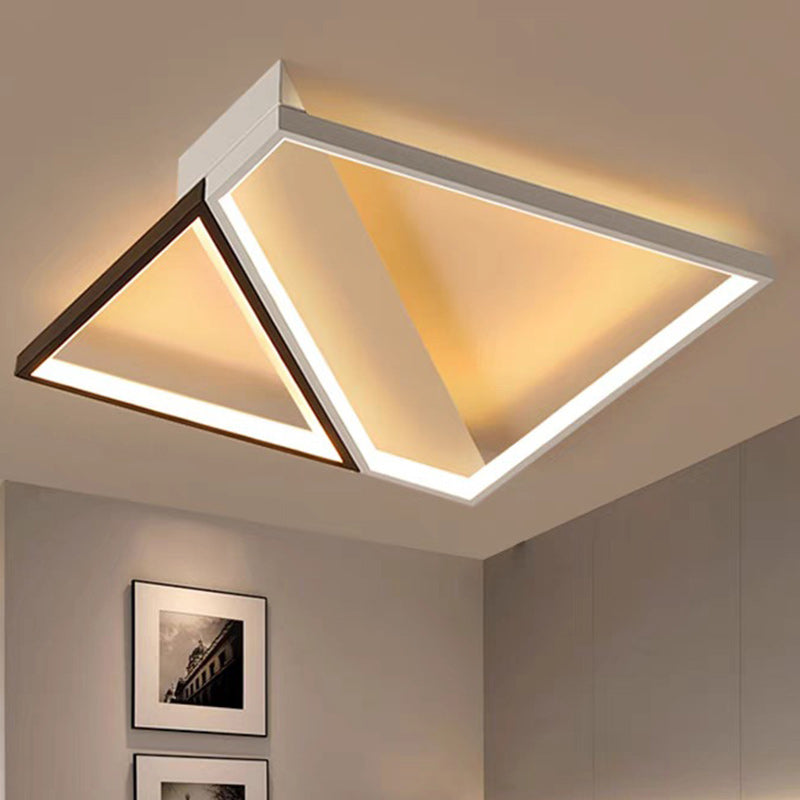 Modern Minimalist Square Rectangle Iron Acrylic LED Flush Mount Ceiling Light For Bedroom