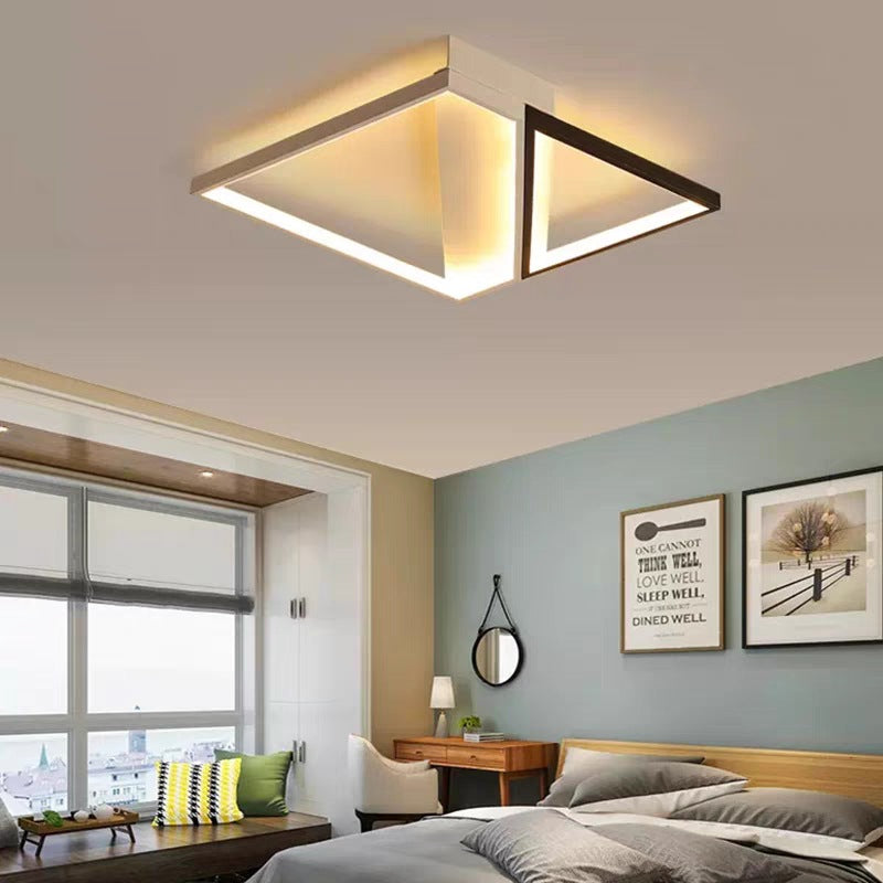 Modern Minimalist Square Rectangle Iron Acrylic LED Flush Mount Ceiling Light For Bedroom