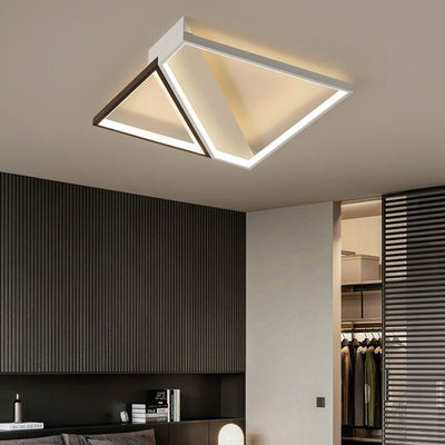 Modern Minimalist Square Rectangle Iron Acrylic LED Flush Mount Ceiling Light For Bedroom