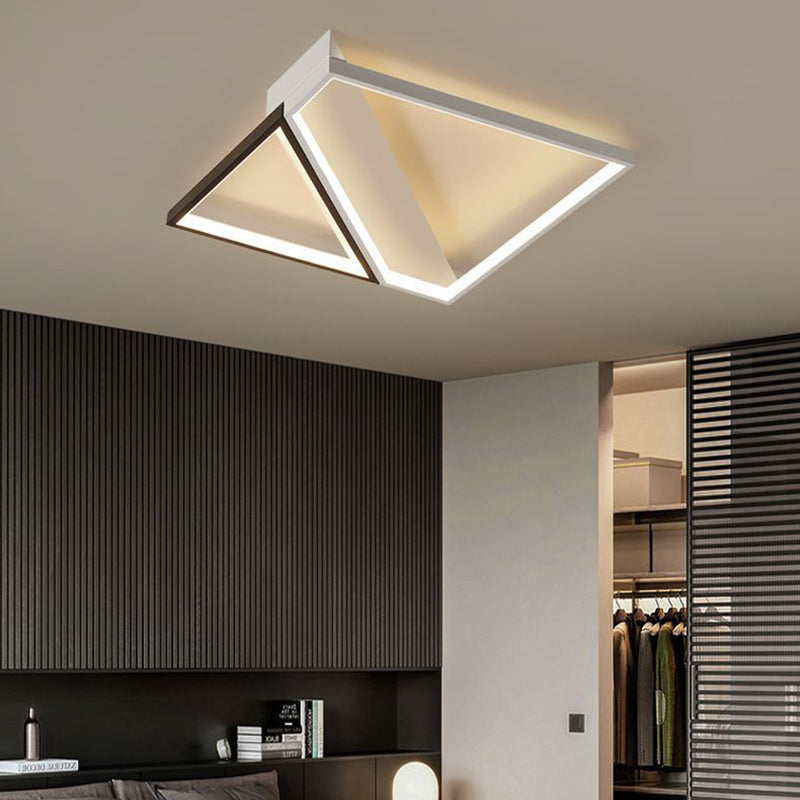 Modern Minimalist Square Rectangle Iron Acrylic LED Flush Mount Ceiling Light For Bedroom