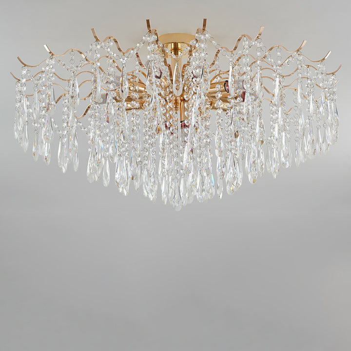 Moderne Luxus Quaste Runde Eisen Kristall 6/10/12/14 Licht Semi-Flush Mount Deckenleuchte Für Wohnzimmer 