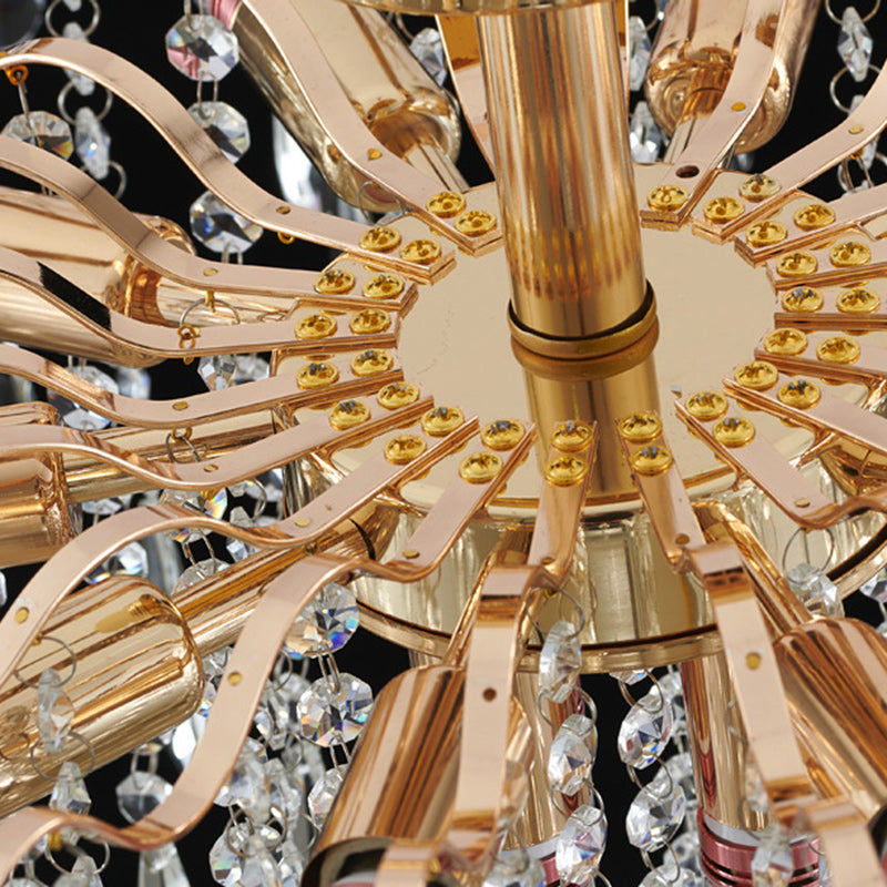 Modern Luxury Tassel Round Iron Crystal 6/10/12/14 Light Semi-Flush Mount Ceiling Light For Living Room