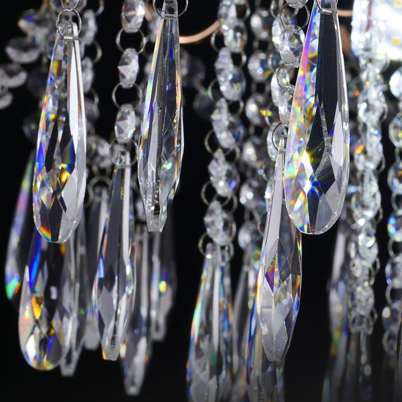 Modern Luxury Tassel Round Iron Crystal 6/10/12/14 Light Semi-Flush Mount Ceiling Light For Living Room
