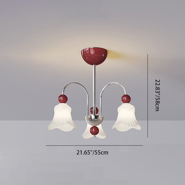 Moderne nordische runde Kronleuchter mit floralem Design aus Eisen und Glas, 3/8-flammig, für das Schlafzimmer 