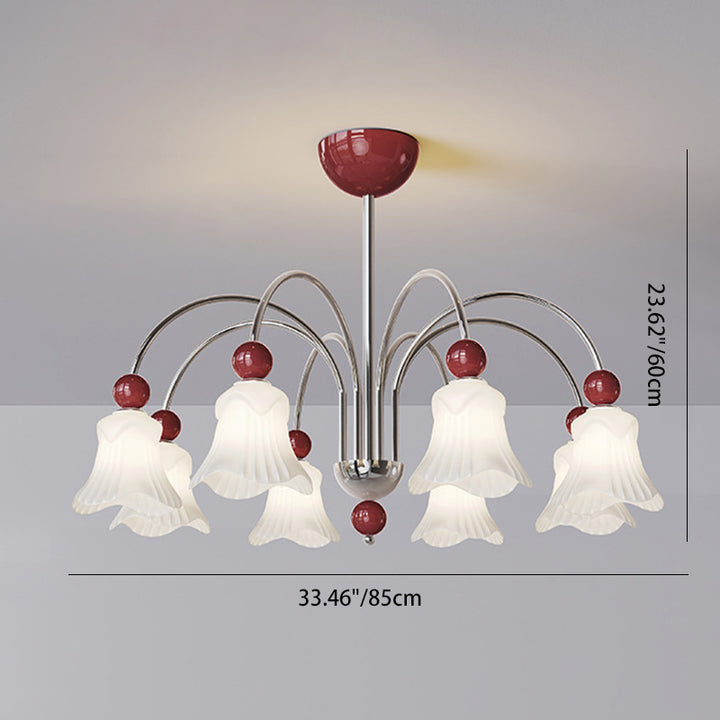 Lustre Contemporain Nordique Rond Floral en Fer et Verre 3/5 Lumières pour Chambre 