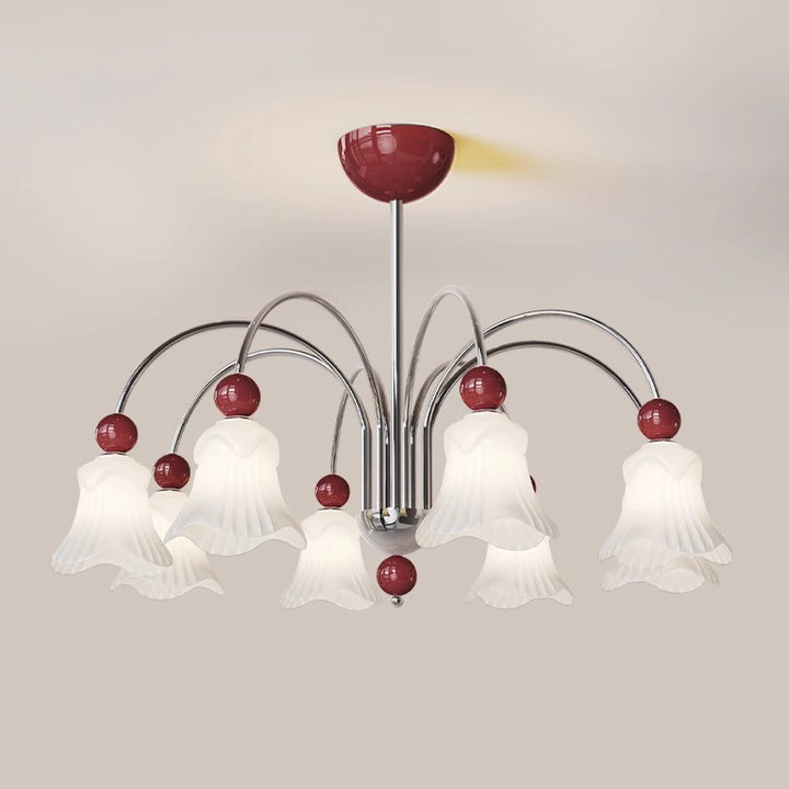 Lustre Contemporain Nordique Rond Floral en Fer et Verre 3/5 Lumières pour Chambre 