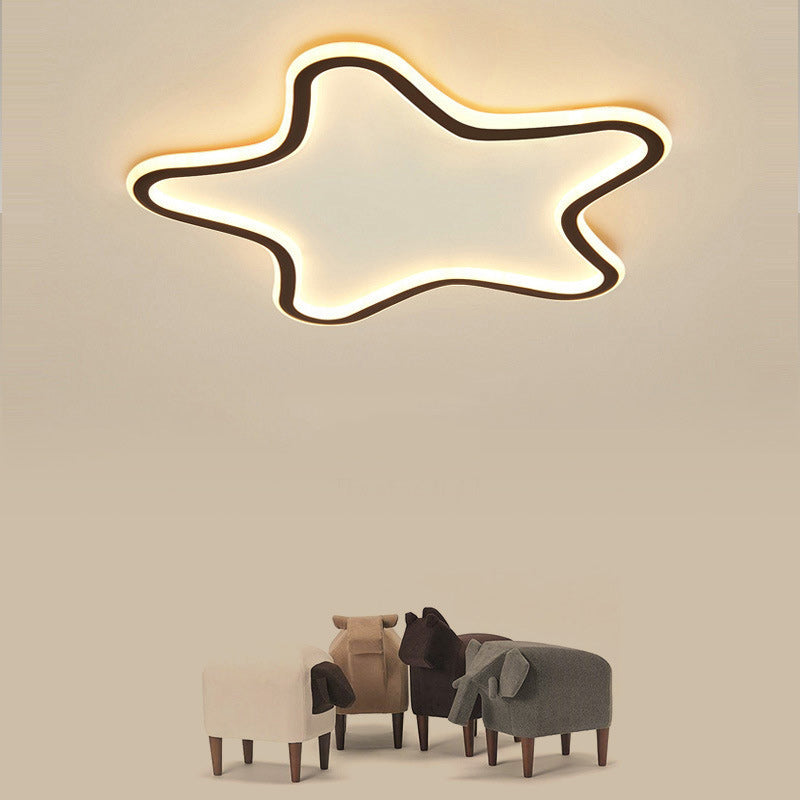 Contemporary Creative Kids Star Shape Silicone Aluminum Iron LED Flush Mount Ceiling Light For Bedroom