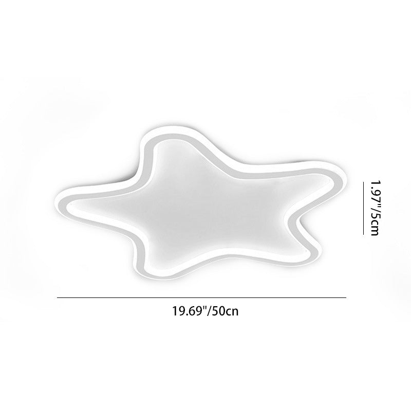 Contemporary Creative Kids Star Shape Silicone Aluminum Iron LED Flush Mount Ceiling Light For Bedroom