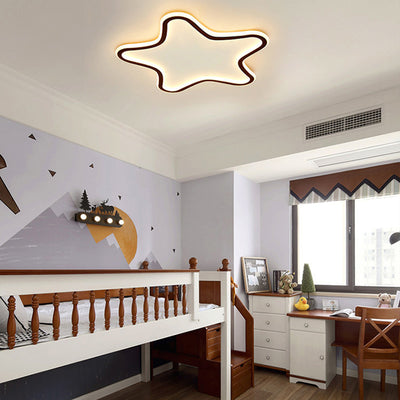 Contemporary Creative Kids Star Shape Silicone Aluminum Iron LED Flush Mount Ceiling Light For Bedroom