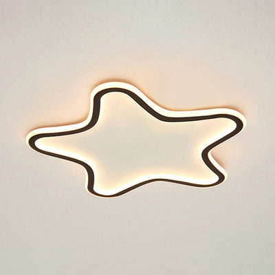 Contemporary Creative Kids Star Shape Silicone Aluminum Iron LED Flush Mount Ceiling Light For Bedroom