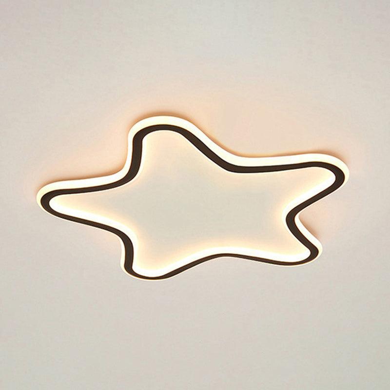 Contemporary Creative Kids Star Shape Silicone Aluminum Iron LED Flush Mount Ceiling Light For Bedroom