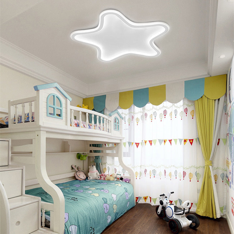 Contemporary Creative Kids Star Shape Silicone Aluminum Iron LED Flush Mount Ceiling Light For Bedroom