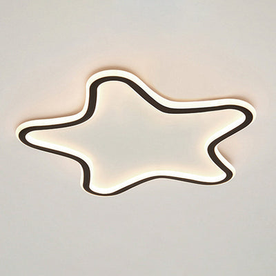 Contemporary Creative Kids Star Shape Silicone Aluminum Iron LED Flush Mount Ceiling Light For Bedroom