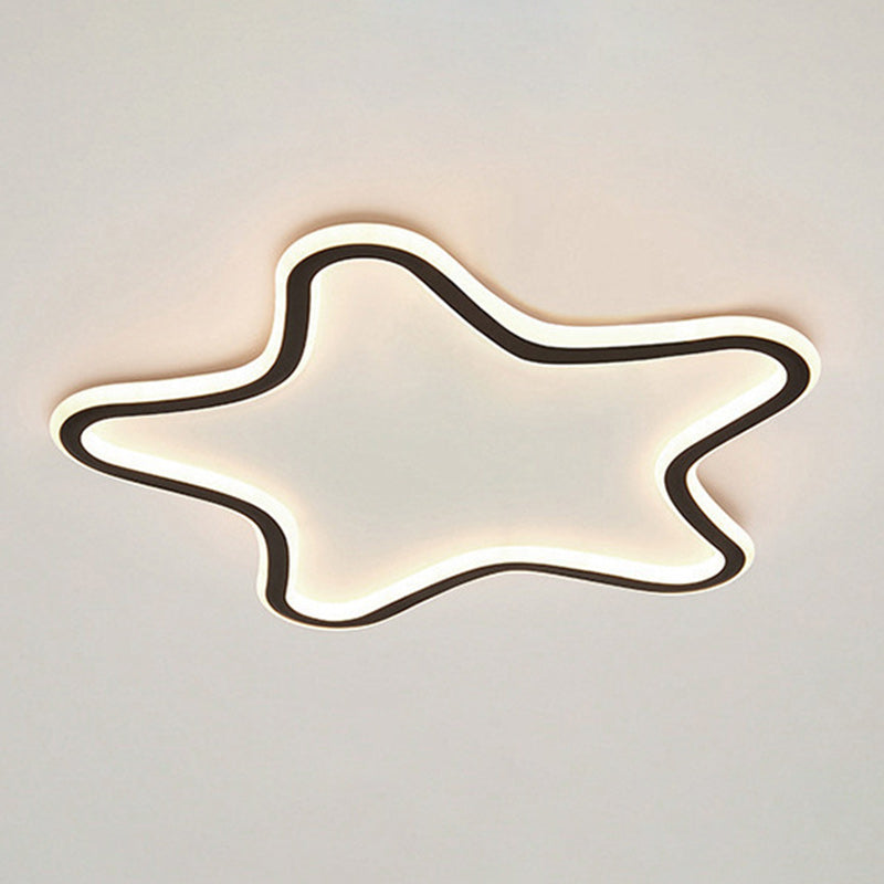Contemporary Creative Kids Star Shape Silicone Aluminum Iron LED Flush Mount Ceiling Light For Bedroom