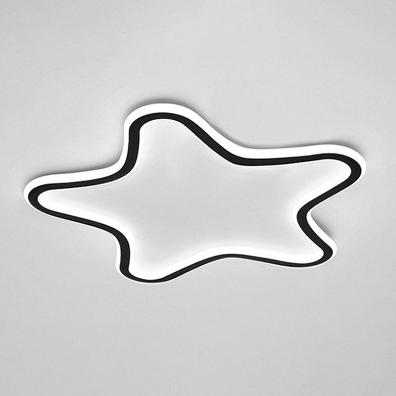 Contemporary Creative Kids Star Shape Silicone Aluminum Iron LED Flush Mount Ceiling Light For Bedroom