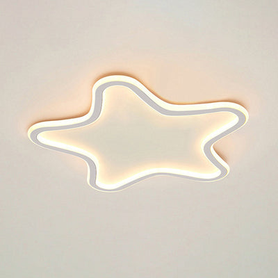 Contemporary Creative Kids Star Shape Silicone Aluminum Iron LED Flush Mount Ceiling Light For Bedroom