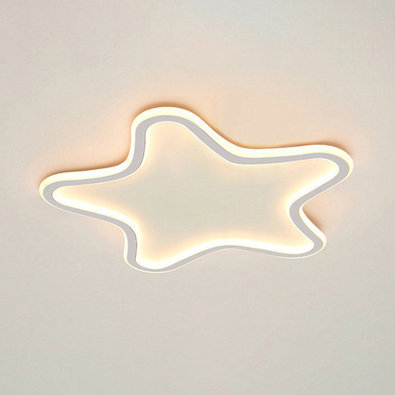 Contemporary Creative Kids Star Shape Silicone Aluminum Iron LED Flush Mount Ceiling Light For Bedroom